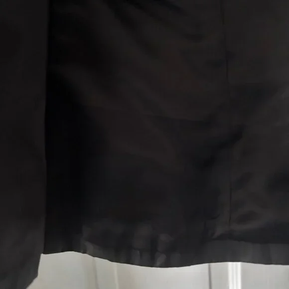 Jessica McClintock Vintage Black Satin Faux Fur Blazer Jacket Zip Up Size S / M - Picture 7 of 11